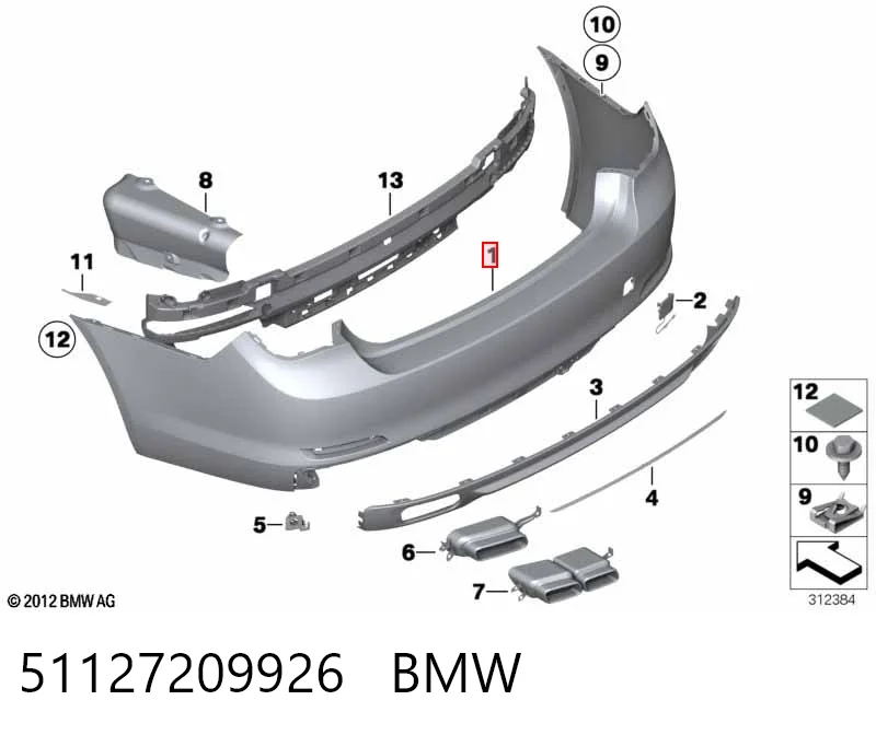 Zderzak tylny do BMW 7  F01, F02, F03, F04
