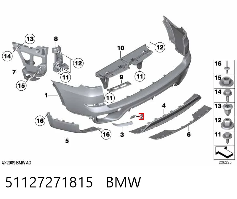 51127271815 BMW Zaślepka zderzaka haka holowniczego tylna