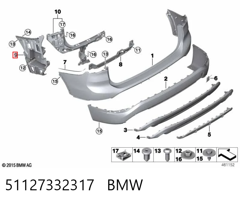 51127332317 BMW Prowadnica zderzaka tylnego lewa