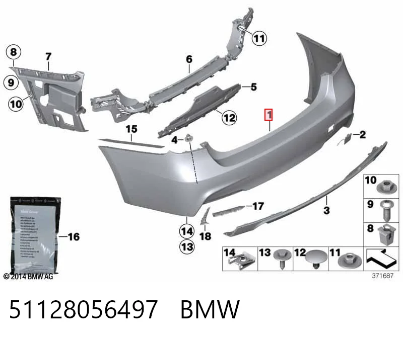 Zderzak tylny BMW 3 sedana (F30, F80) (2011 - 2018) cena, od 152,88 USD