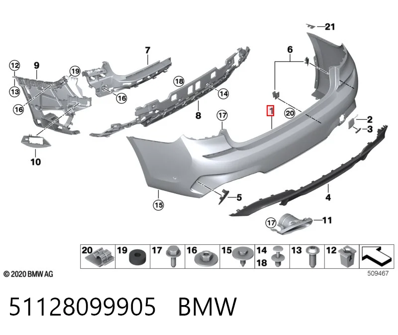 Zderzak tylny do BMW 3  G20, G80, G28