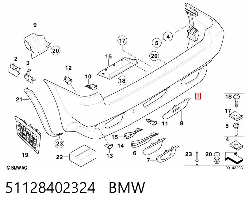 Zderzak tylny BMW X5 SUV (E53) (2000 - 2006) cena, od 246,34 USD