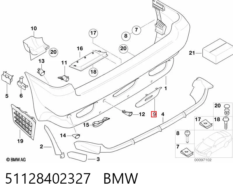 51128402327 BMW Zaślepka zderzaka haka holowniczego tylna