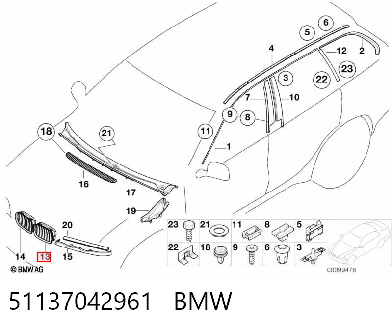 51137042961 BMW Atrapa chłodnicy lewa