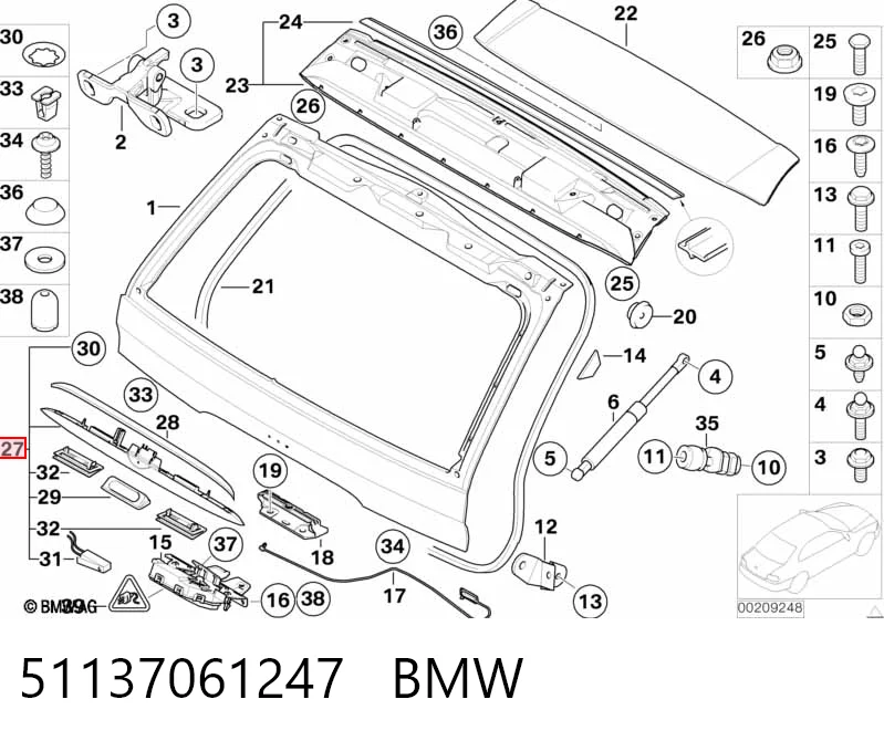 51137061247 BMW Klamka bagażnika (drzwi 3/5 tylnych) zewnętrzna