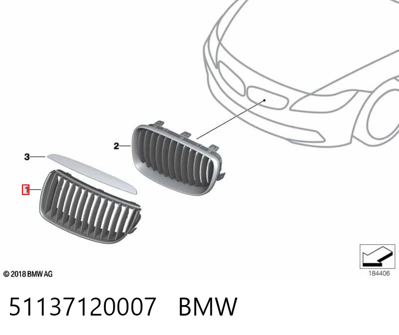 51137120007 BMW Atrapa chłodnicy lewa