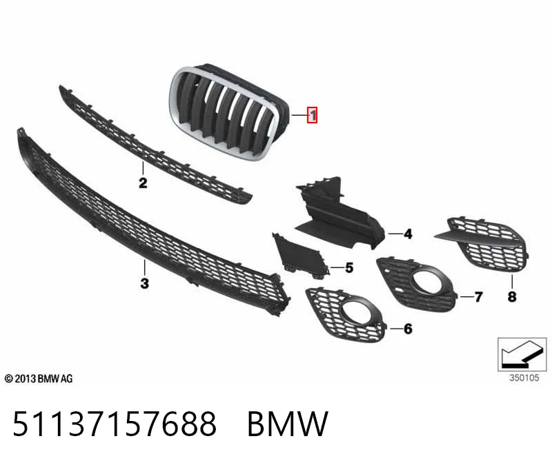 51137157688 BMW Atrapa chłodnicy prawa