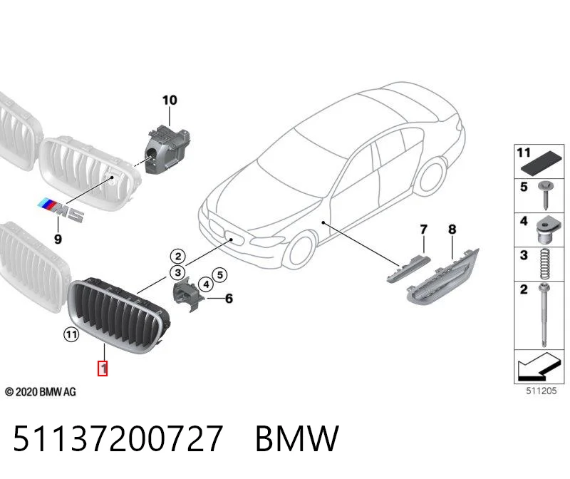 51137200727 BMW Atrapa chłodnicy lewa
