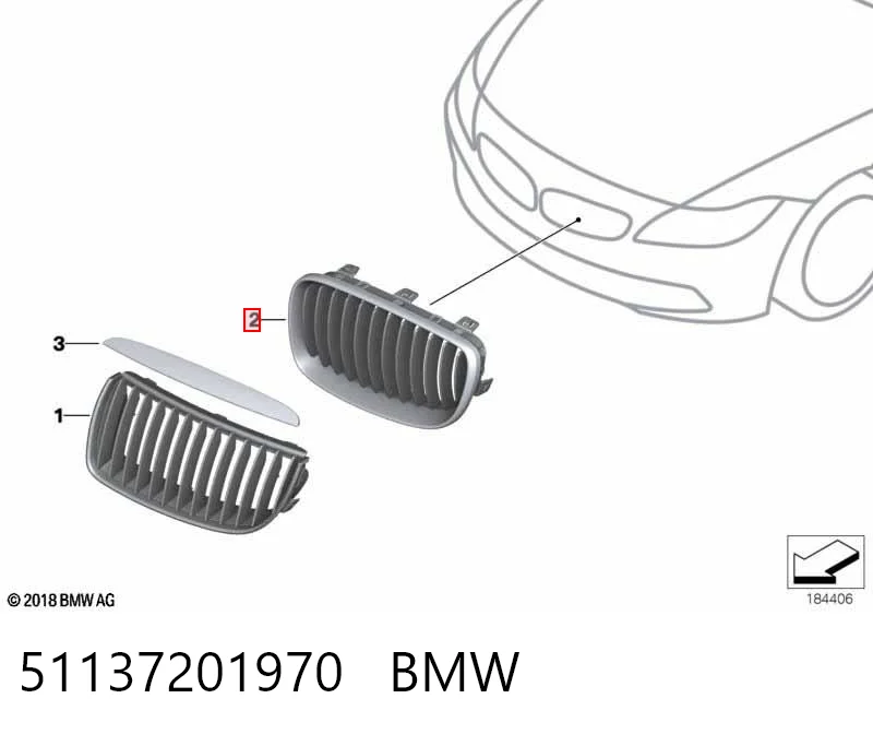 51137201970 BMW Atrapa chłodnicy prawa