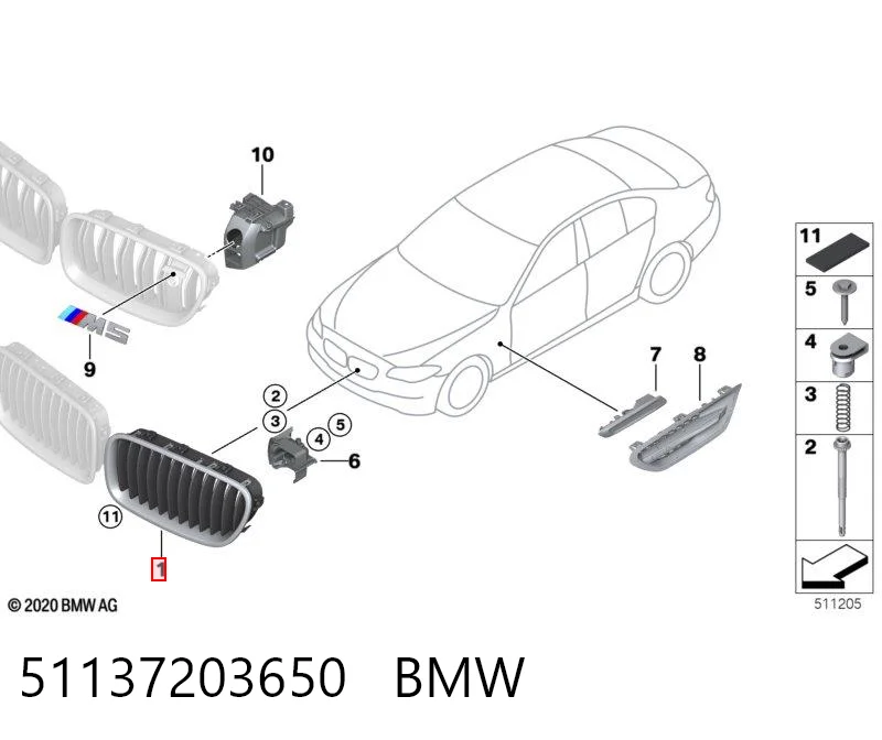 51137203650 BMW Atrapa chłodnicy prawa