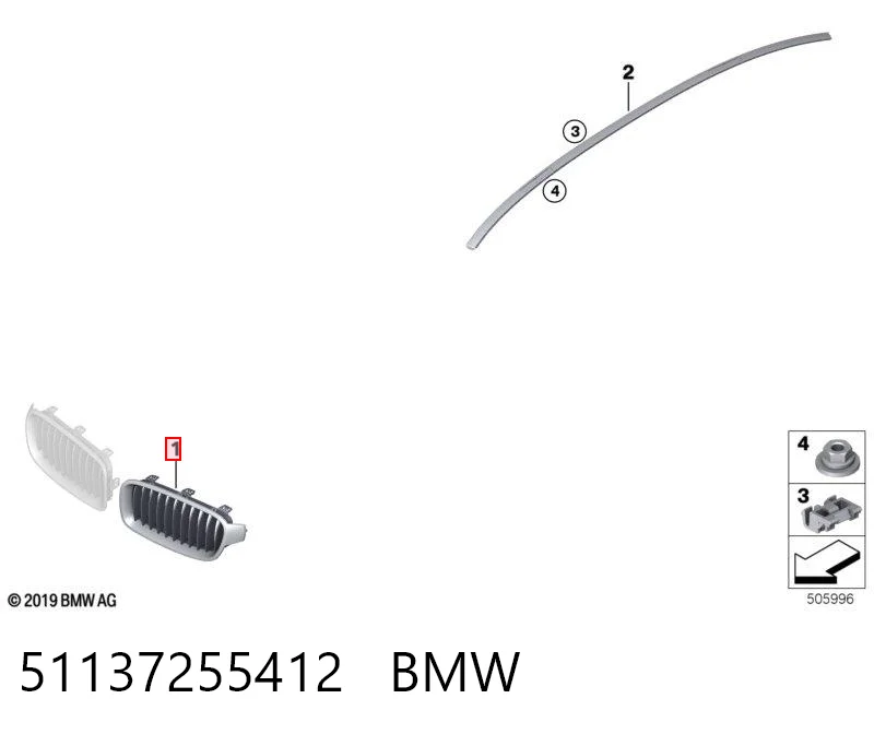 51137255412 BMW Atrapa chłodnicy prawa