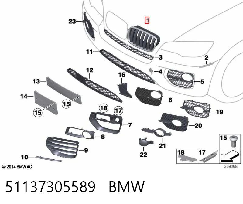 51137305589 BMW Atrapa chłodnicy lewa