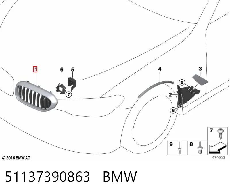 51137390863 BMW Atrapa chłodnicy lewa