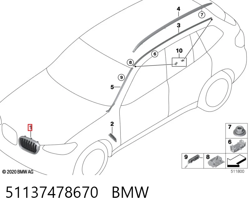 51137478670 BMW Atrapa chłodnicy prawa