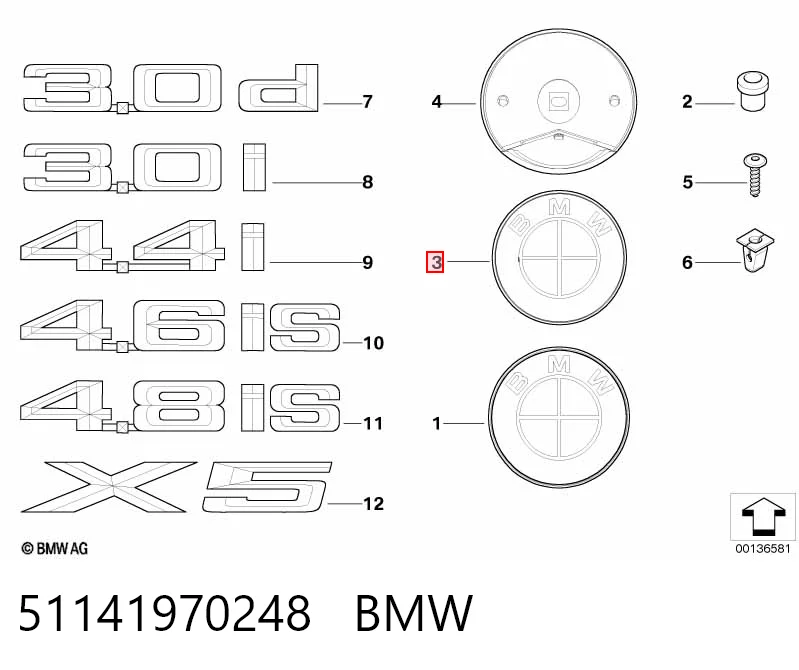 Emblemat na klapę bagaznika (znaczek firmowy) do BMW 7  E65, E66, E67
