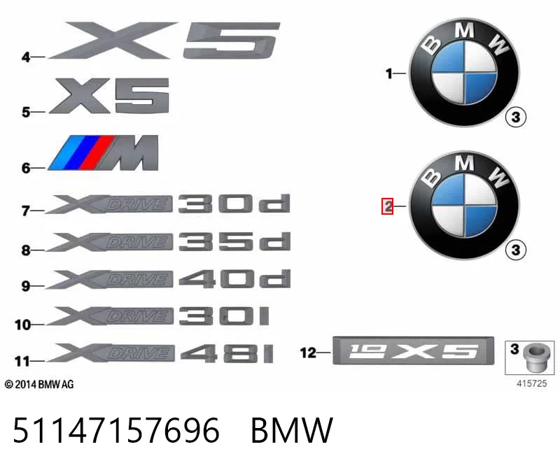 Emblemat na klapę bagaznika (znaczek firmowy) do BMW X5  E70