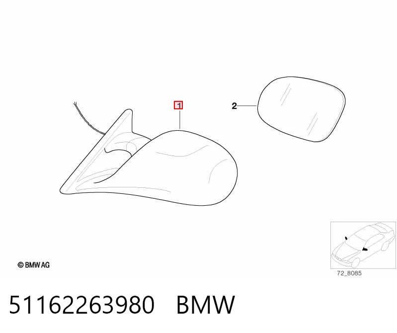 Do koszyka Lusterko wsteczne prawe BMW 3  E36