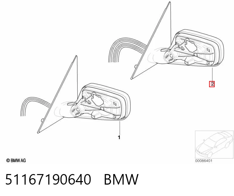Lusterko wsteczne prawe do BMW 7  E65, E66, E67