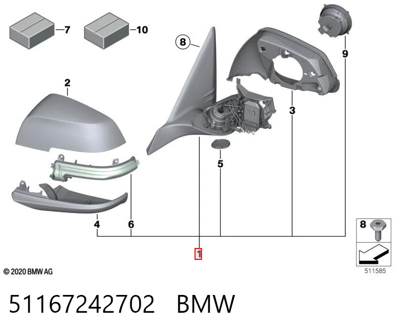 51167242702 BMW Lusterko wsteczne prawe
