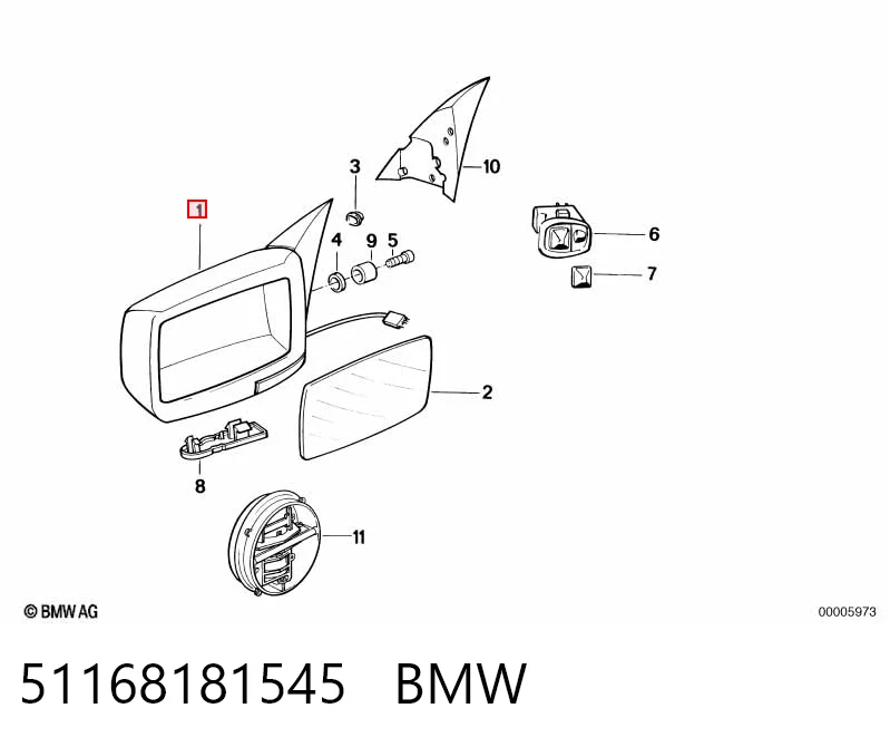 Lusterko wsteczne lewe do BMW 5  E34