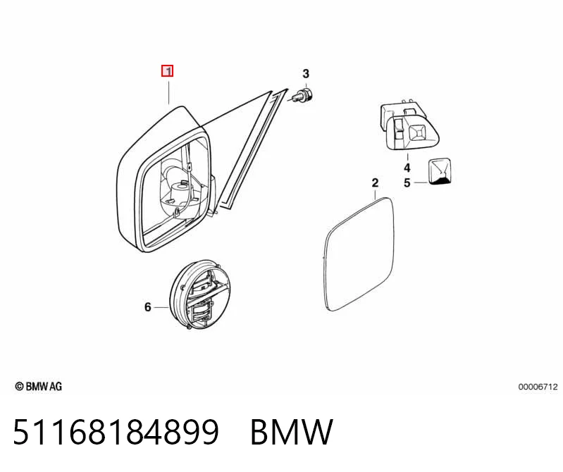 Lusterko wsteczne lewe BMW 5 sedana (E34) (1987 - 1995) cena, od 73,56 USD