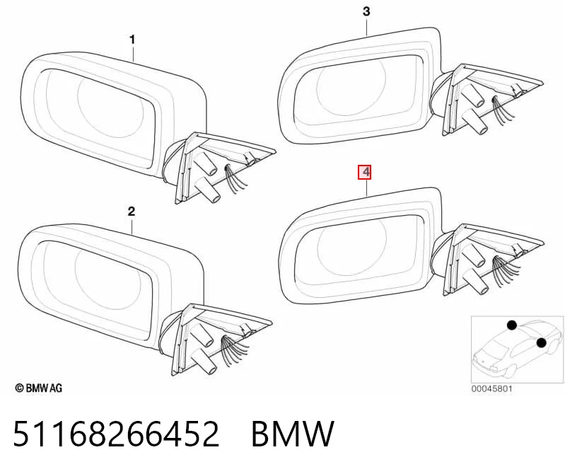 Lusterko wsteczne prawe do BMW 7  E38