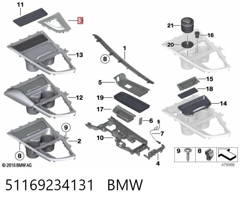 51169234131 BMW Nakładka na konsolę dźwigni automatycznej skrzyni zmiany biegów