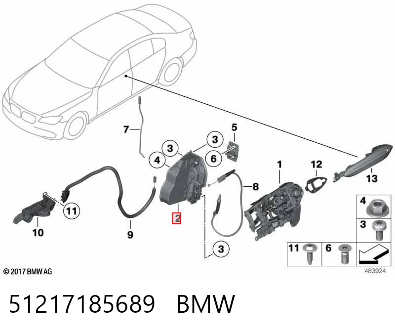 51217185689 BMW Zamek drzwi przednich lewych
