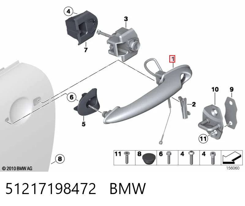 51217198472 BMW Klamka drzwi przednich zewnętrzna prawa