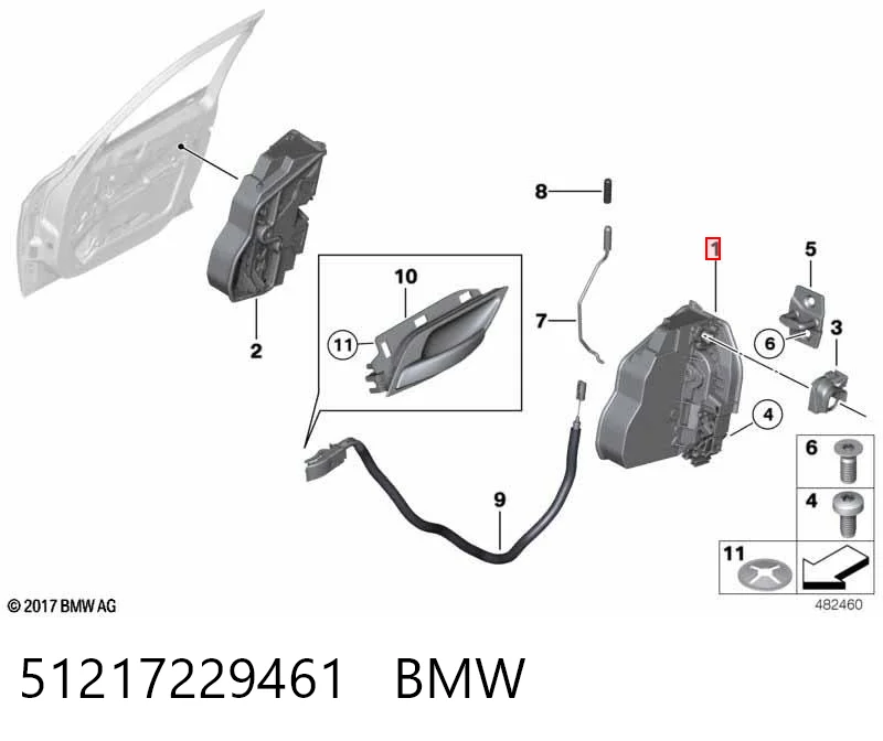 51217229461 BMW Zamek drzwi przednich lewych