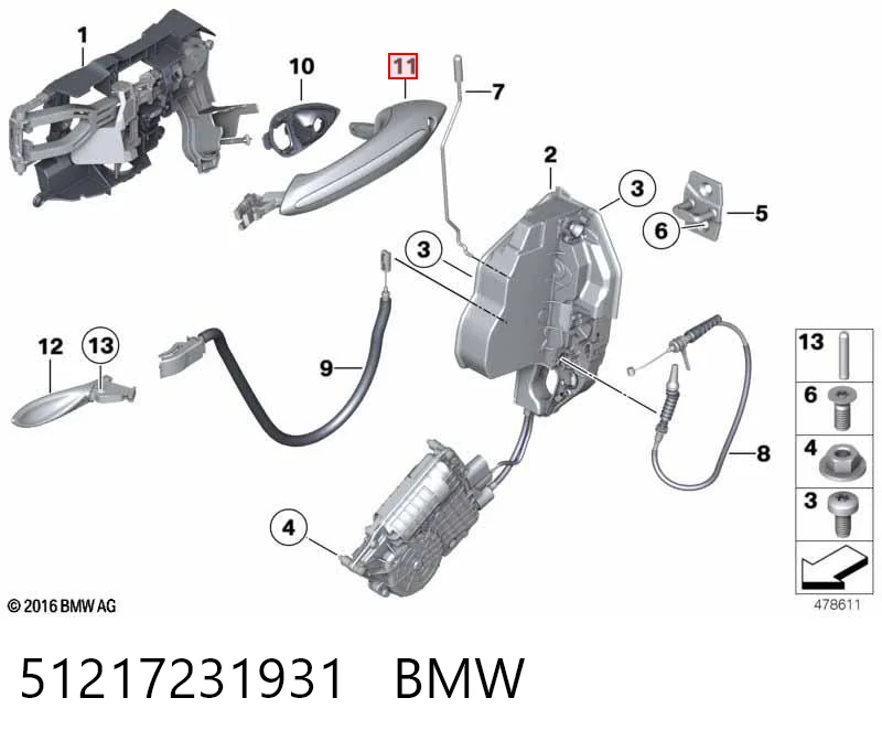 51217231931 BMW Klamka drzwi przednich zewnętrzna lewa