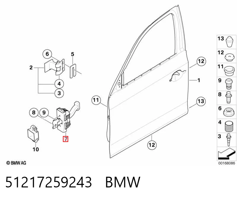51217259243 BMW Ogranicznik drzwi przedni
