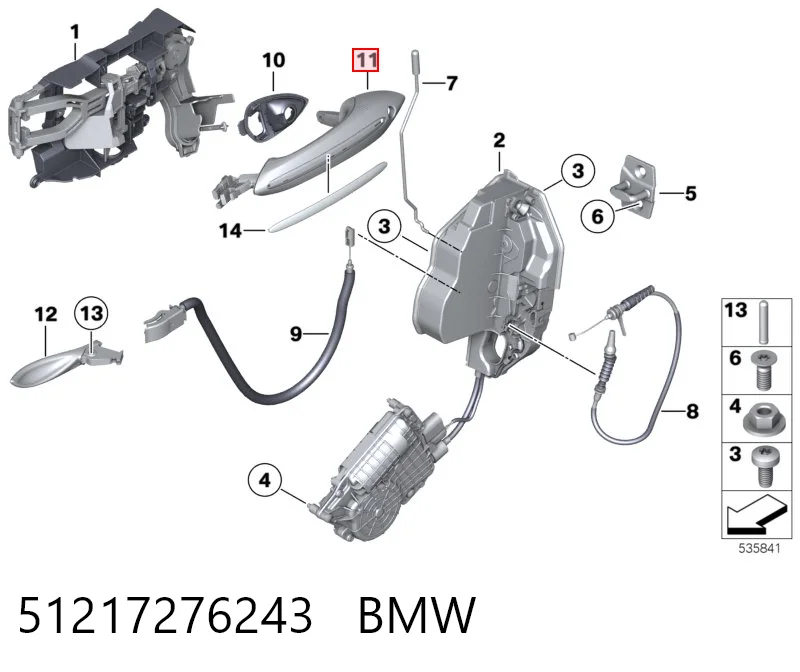 51217276243 BMW Klamka drzwi tylnych zewnętrzna lewa