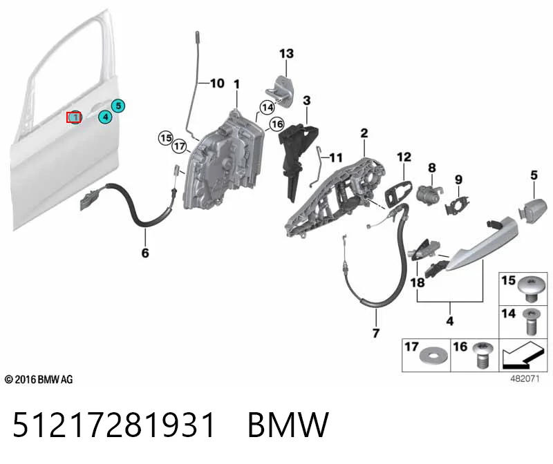 51217281931 BMW Zamek drzwi przednich lewych