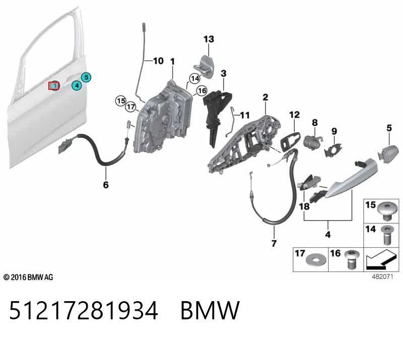 51217281934 BMW Zamek drzwi przednich prawych