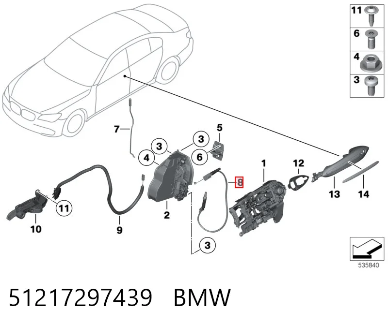 51217297439 BMW Linka (cięgno) otwierania zamka drzwi przednich