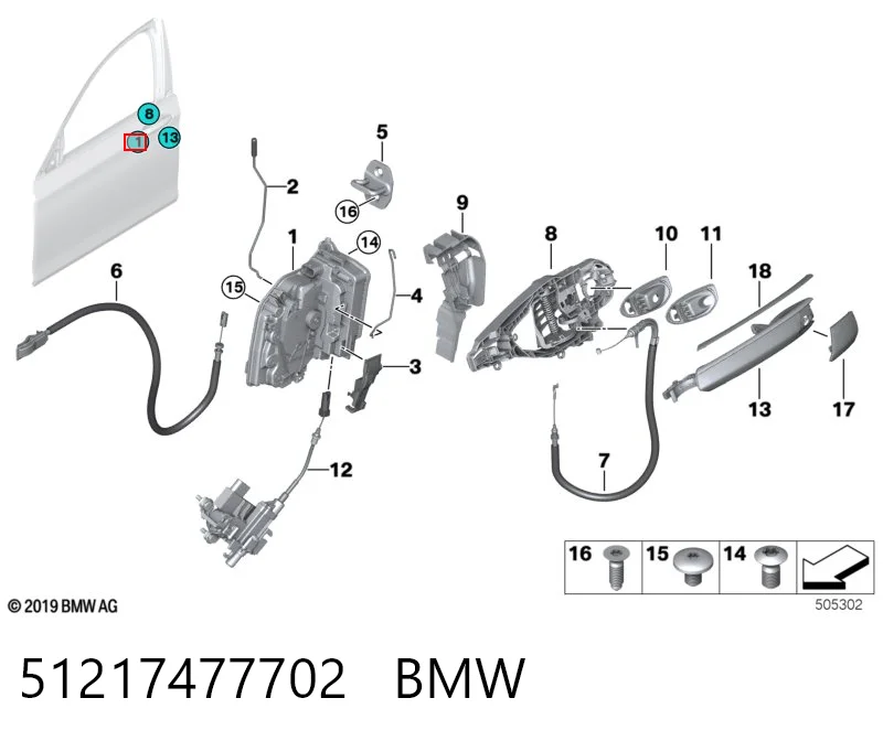 51217477702 BMW Zamek drzwi przednich prawych