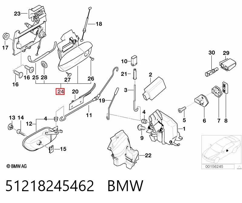 51218245462 BMW Klamka drzwi przednich zewnętrzna prawa