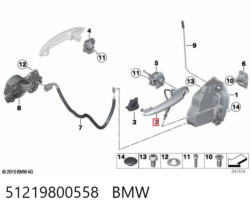 51219800558 BMW Klamka drzwi przednich zewnętrzna prawa
