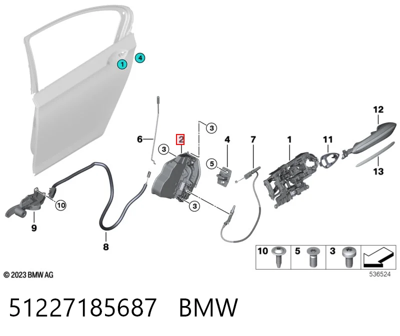 51227185687 BMW Zamek drzwi tylnych lewych