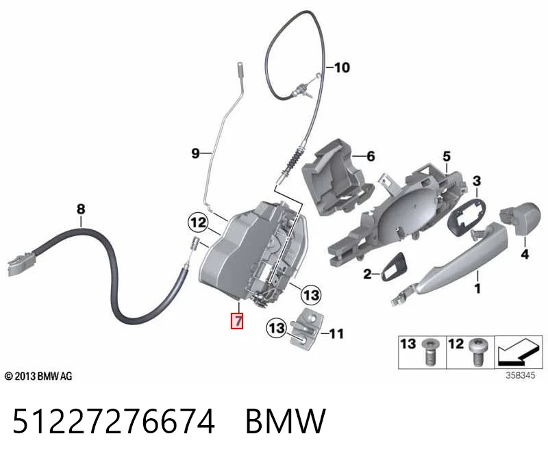 51227276674 BMW Zamek drzwi tylnych prawych