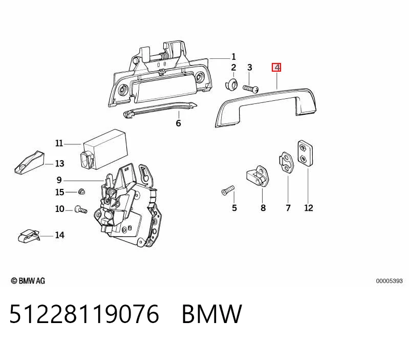 51228119076 BMW Zaślepka klamki drzwi zewnętrznych tylnych lewych