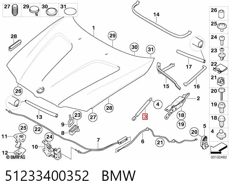 51233400352 BMW Amortyzator maski