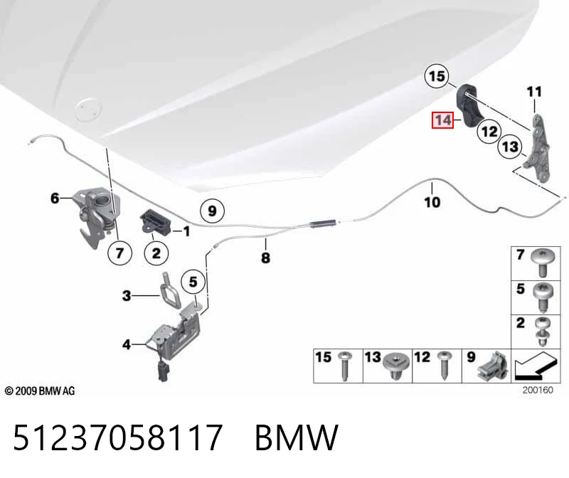 51237058117 BMW Rączka otwierania maski