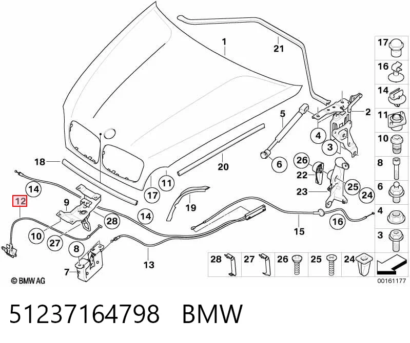 51237164798 BMW Linka otwierania maski