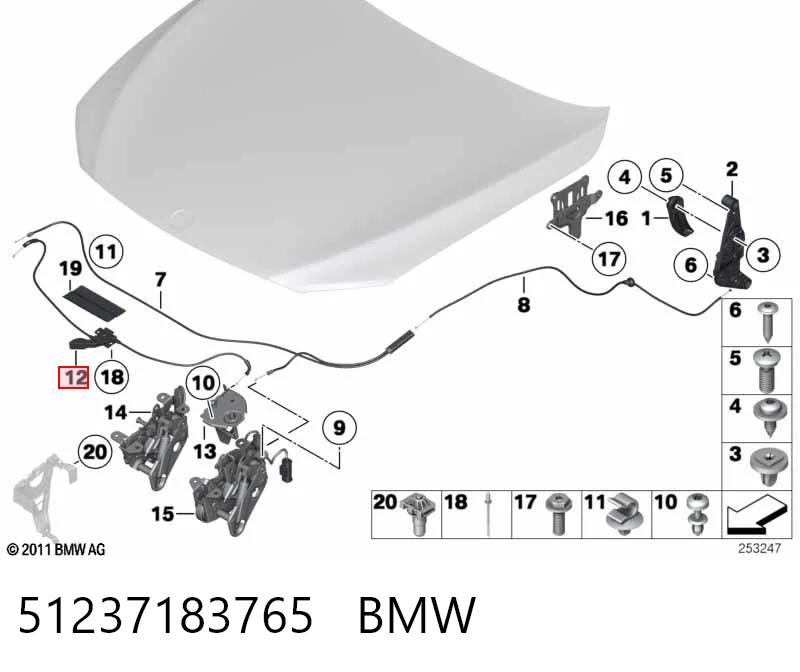 51237183765 BMW Rączka otwierania maski