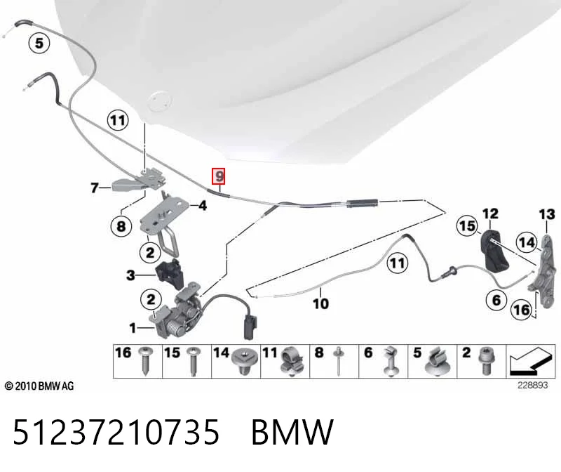 Linka otwierania maski do BMW X3  F25