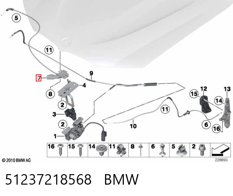 51237218568 BMW Rączka otwierania maski