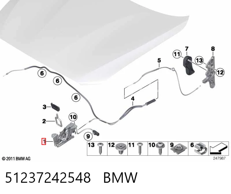 51237242548 BMW Zamek maski lewy