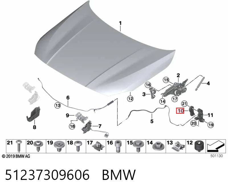 51237309606 BMW Rączka otwierania maski
